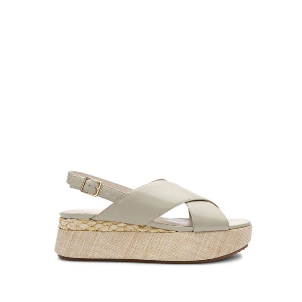 SANCTUARY Womens Beige 1-1/2" Platform All Smiles Wedge Shoes 9 M
